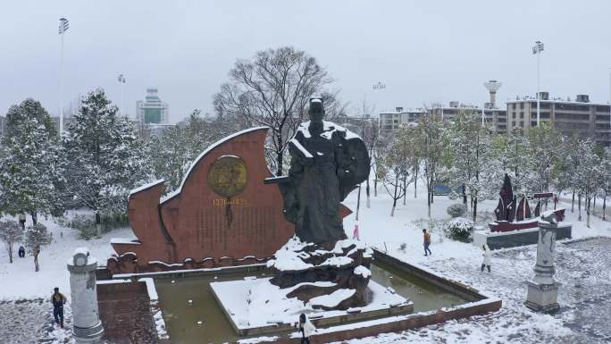 郑和文化广场雪景航拍