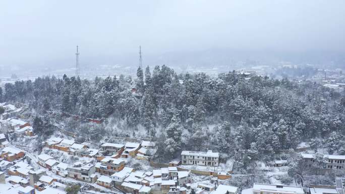 航拍郑和公园雪景