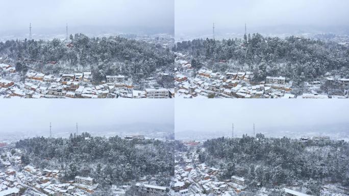 航拍郑和公园雪景