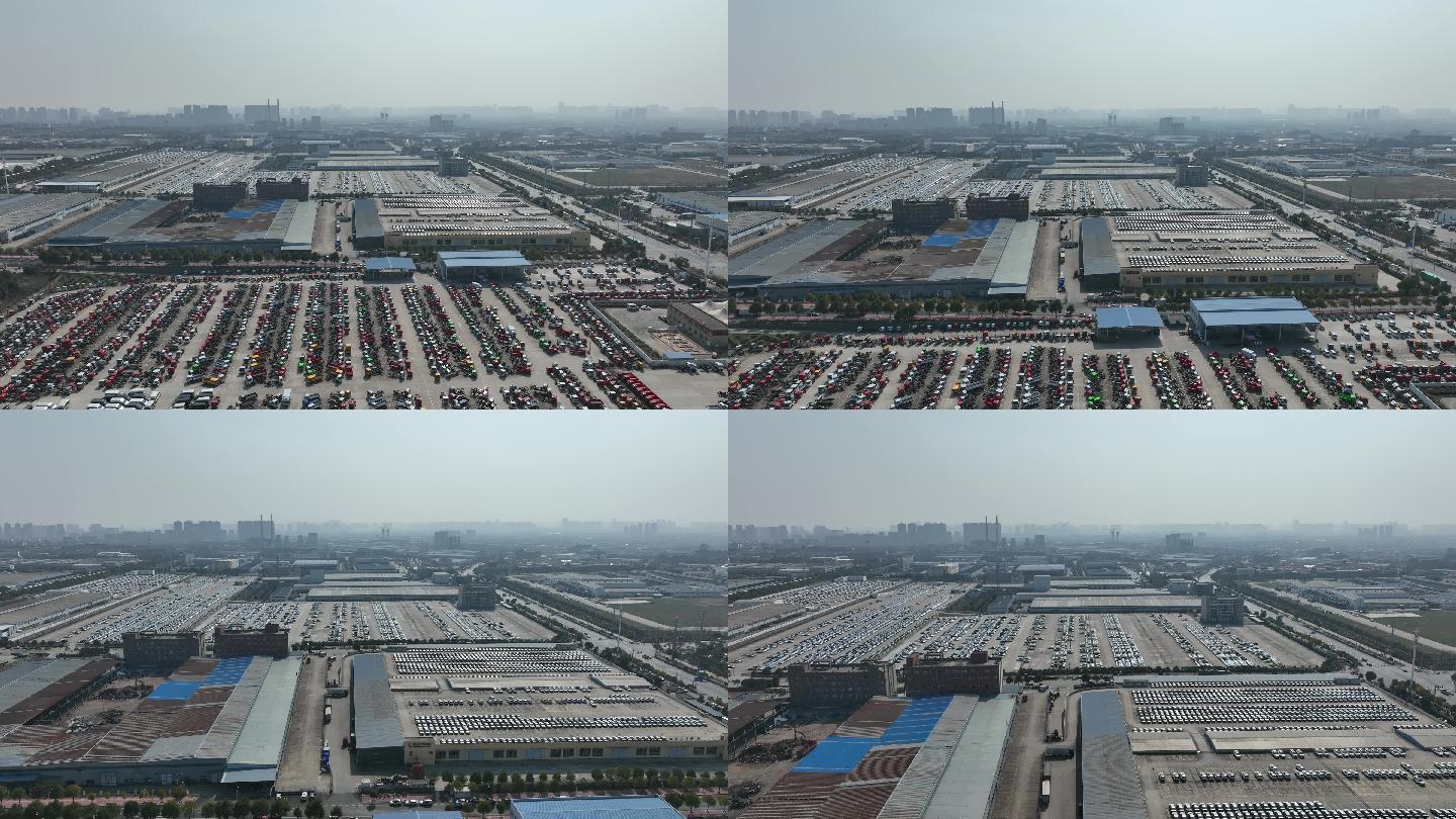航拍襄阳高新区二汽基地汽车制造厂停车场