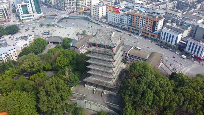 四川绵阳三台梓州杜甫草堂景区风景航拍