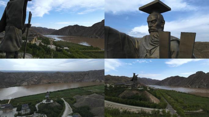 航拍青铜峡大禹文化园