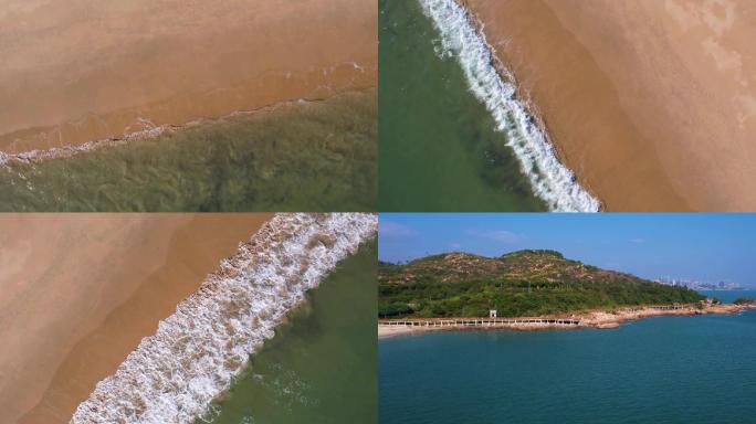 广东大亚湾黄金海岸沙滩海浪2航拍