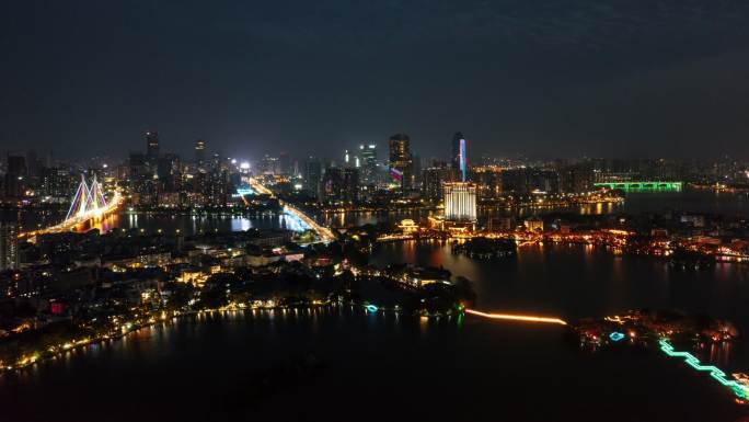 【4K超清】惠州航拍延时西湖江北地标夜景