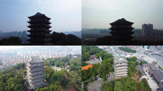 四川绵阳三台梓州杜甫草堂景区风景航拍