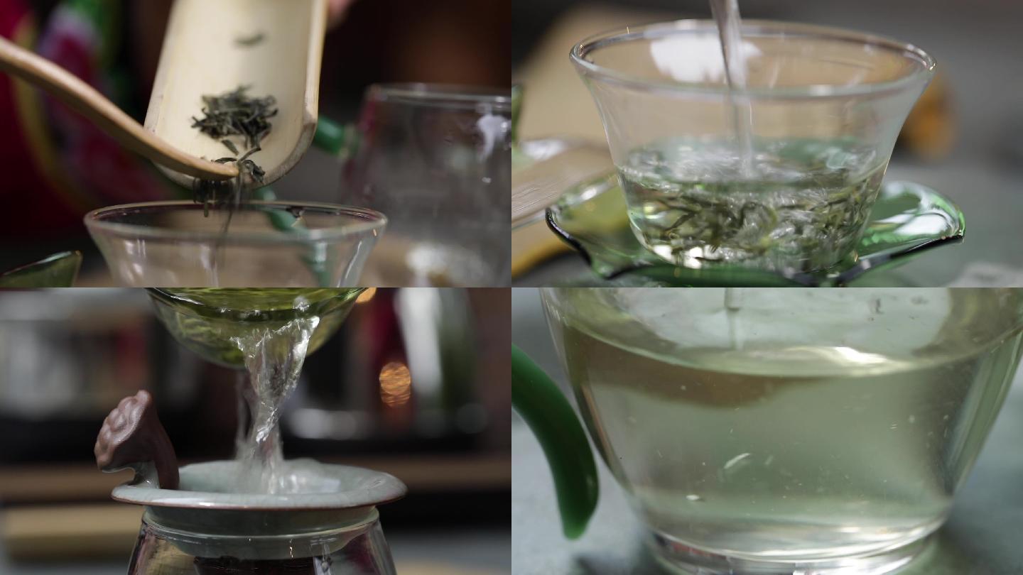 玻璃杯泡绿茶茶水茶艺
