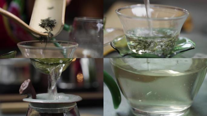 玻璃杯泡绿茶茶水茶艺