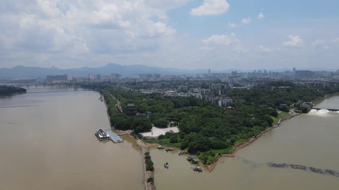 航拍江西赣州城市风光全景