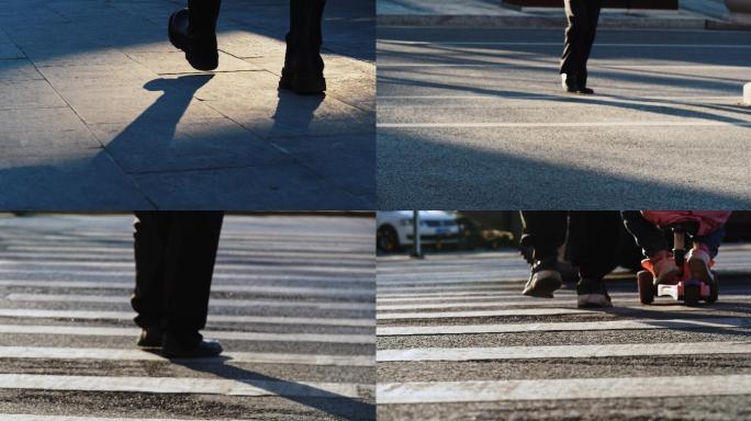 4k 城市脚步人行道城市人文