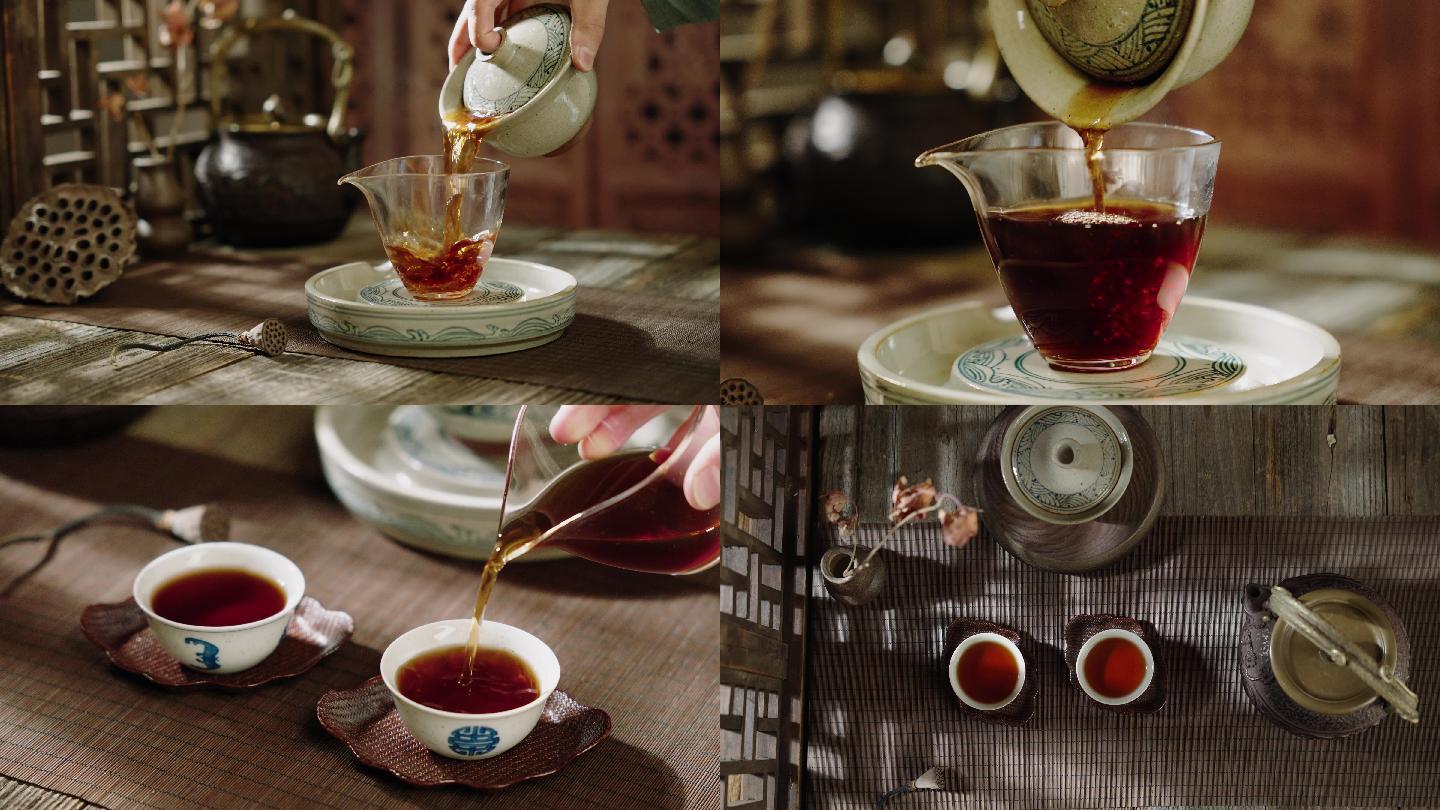 【4k】普洱熟茶注水出汤分杯展示