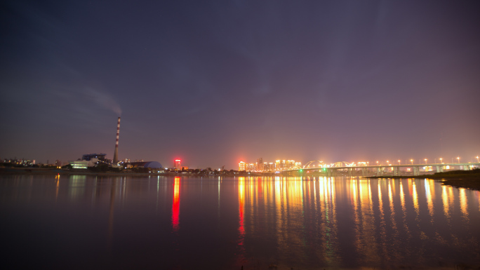 发电厂日转夜延时