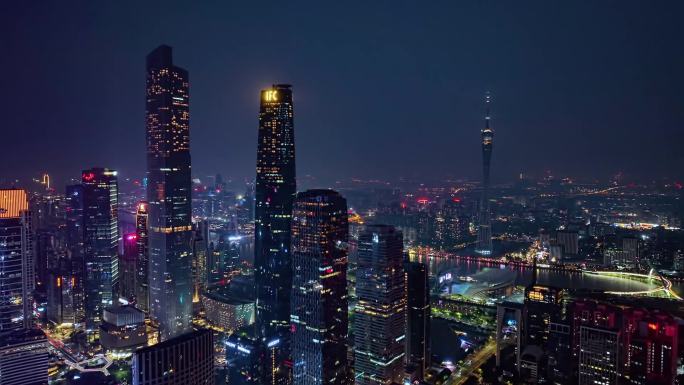 少噪点感广州东塔西塔广州塔IFC航拍夜景