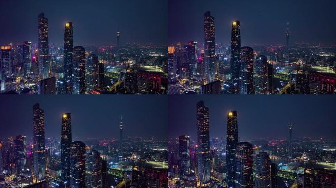 少噪点感广州东塔西塔广州塔IFC航拍夜景
