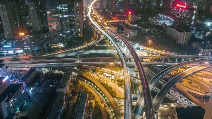 夜景航拍五里墩光轨