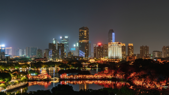 【4K超清】惠州西湖江北繁华地段夜景延时