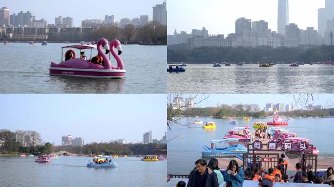 城市公园划船游玩