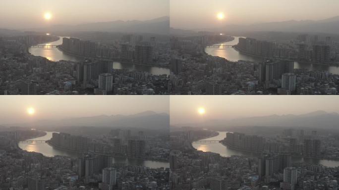 县城日落-蜿蜒的河流
