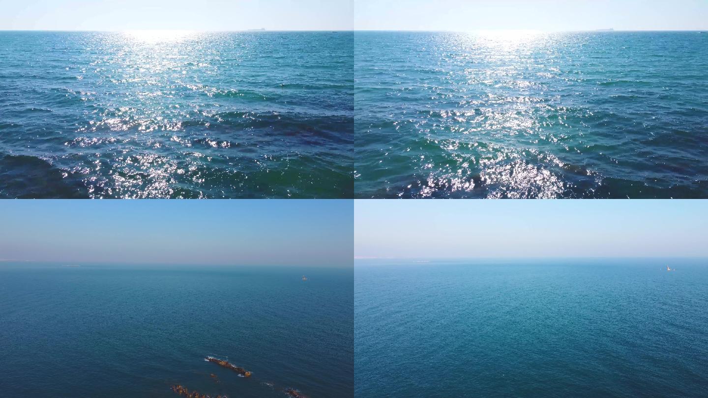 4K航拍 一望无边的大海 晴天的大海海浪