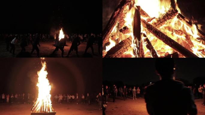 旅游团建露营篝火晚会近2分钟秒视频素材