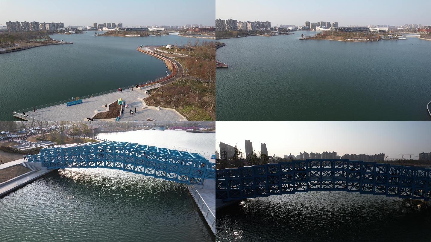4k航拍 上海之鱼蓝色的桥