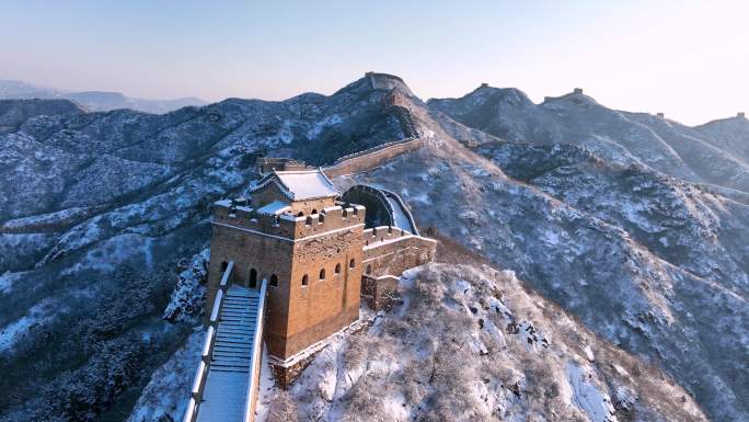 河北承德金山岭长城雪景晨光