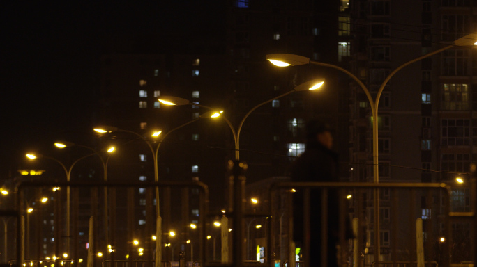 深夜城市街道空镜 北京马路，寂静城市夜景