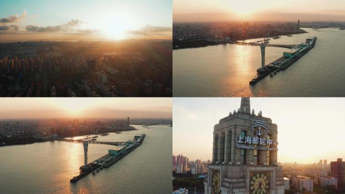 4K_上海邮轮中心航拍 夕阳 延时