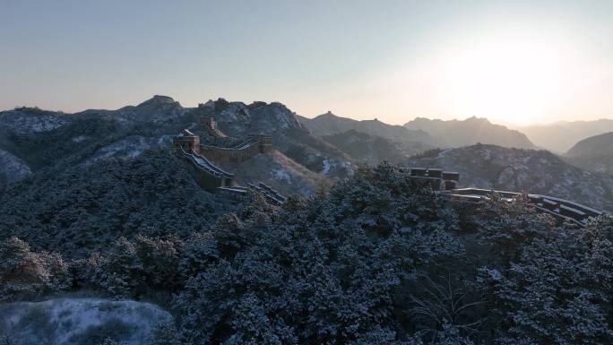 河北承德金山岭长城雪后晨光