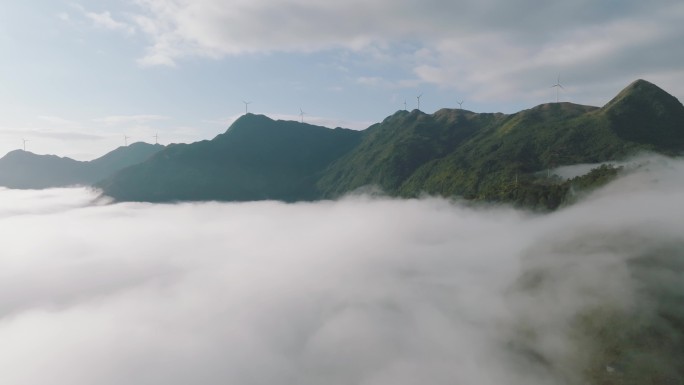 钱排风力山脉云海空镜头