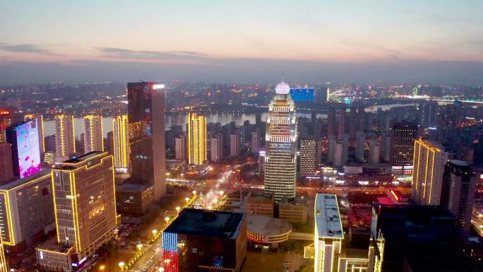 4K航拍临沂北城新区夜晚风景