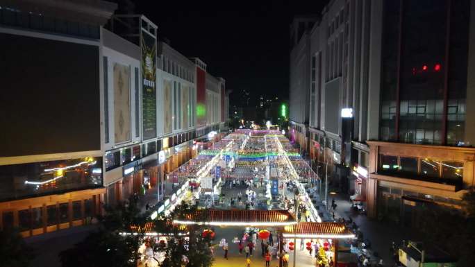 4K素材：银川鼓楼夜市风光