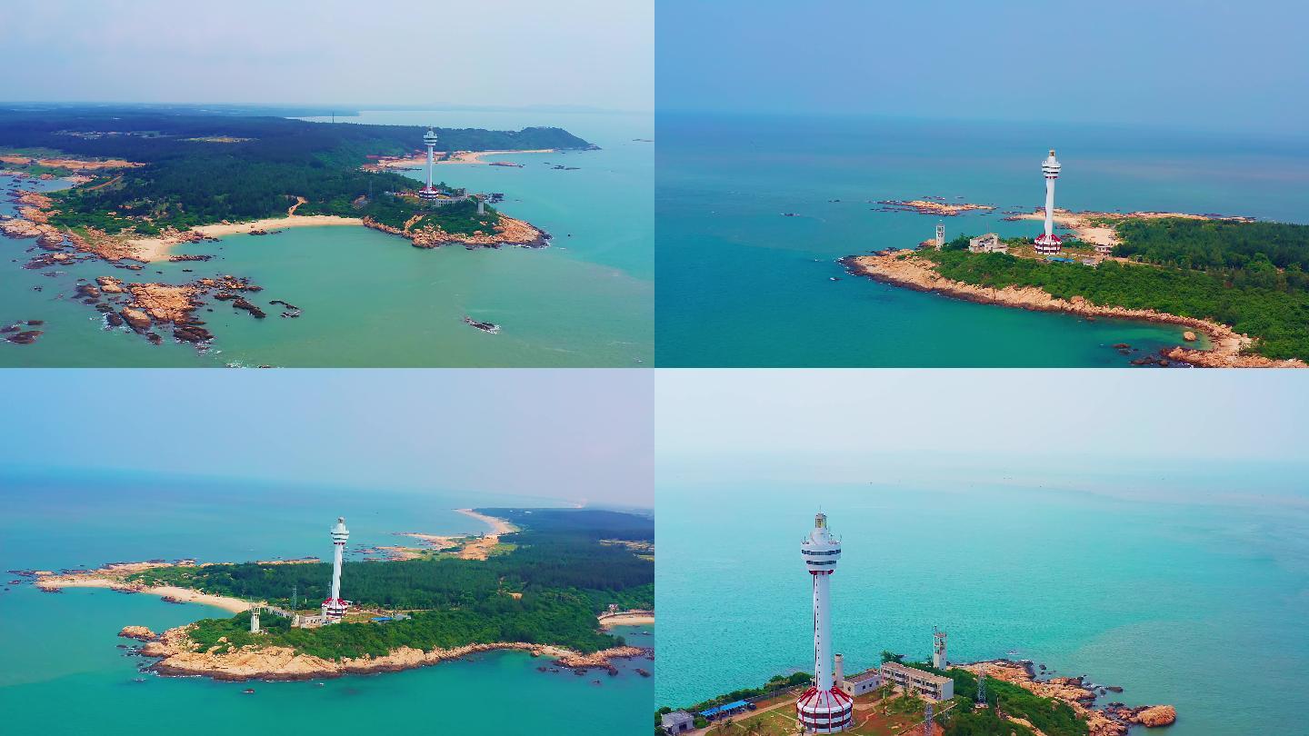 原创航拍海南文昌木兰湾亚洲第一灯塔与大海