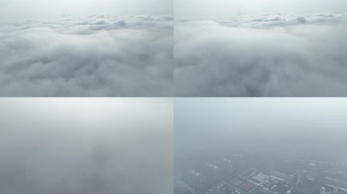 漯河市航拍穿过厚云看到第一人民医院