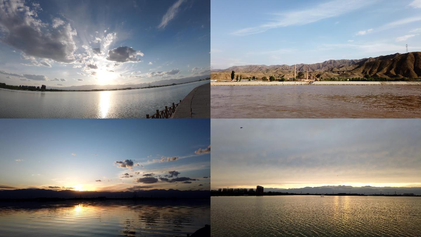 延时摄影宁夏黄河、贺兰山、湖泊自然风光