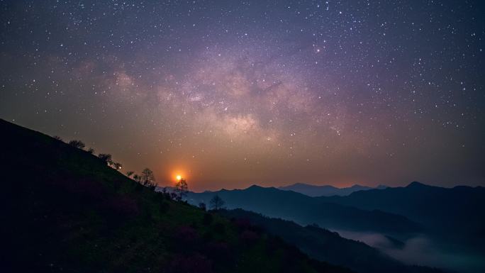 4K星空素材 星空月升银河延时摄影天文