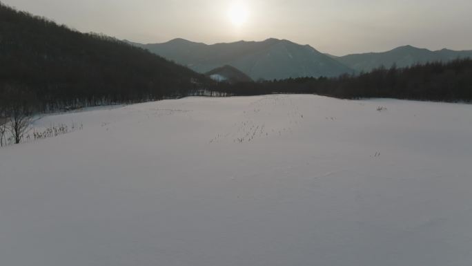 4k 航拍 车在雪地里行驶