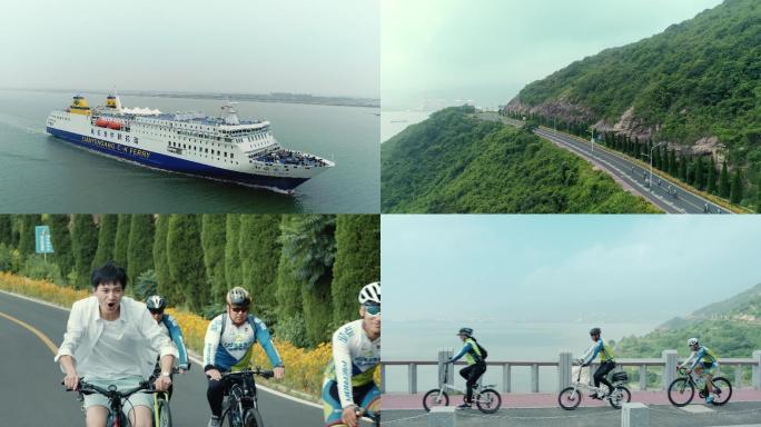 4K_ 港口海边自行车健身山海