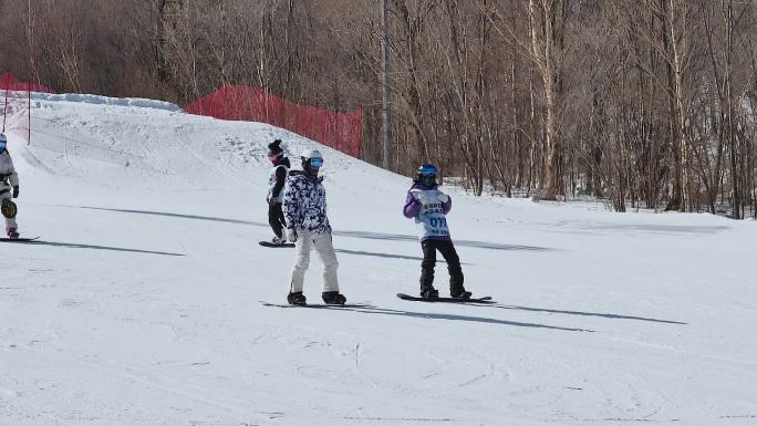 新人学习滑雪镜头摔倒初级选手滑雪学习