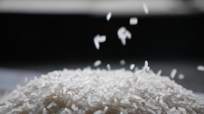 米粒大米粮食掉落慢动作升格拍摄
