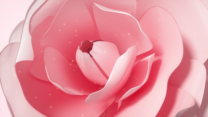 粉色玫瑰花朵开花绽放金色粒子美容护肤素材