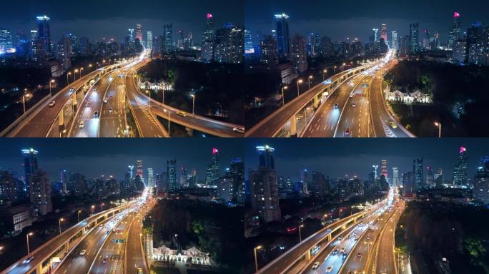 上海延安立交高架路航拍