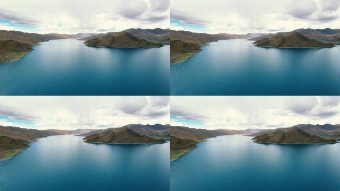 西藏山南市羊卓雍措圣湖风景航拍