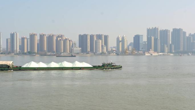 南京长江大桥下经过的轮船