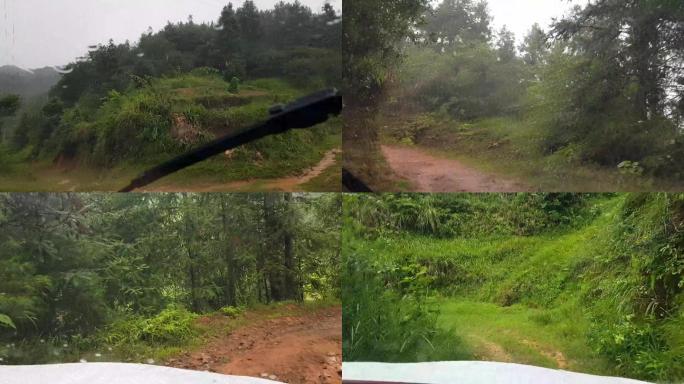 荒凉山路崎岖恶劣农村道路环境走访雨天合集