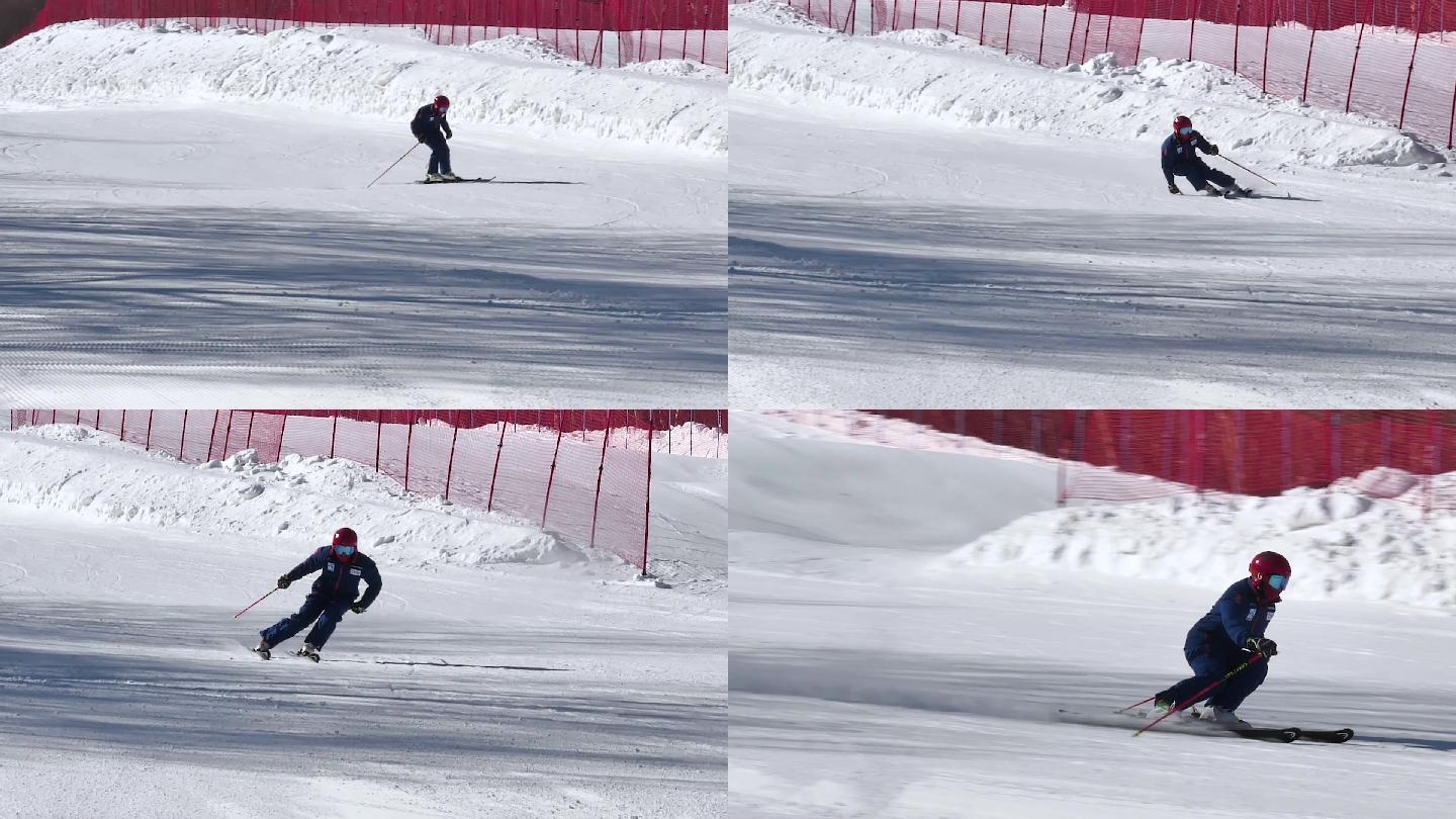 单人滑雪酷炫镜头速降冬奥会滑雪高帧镜头