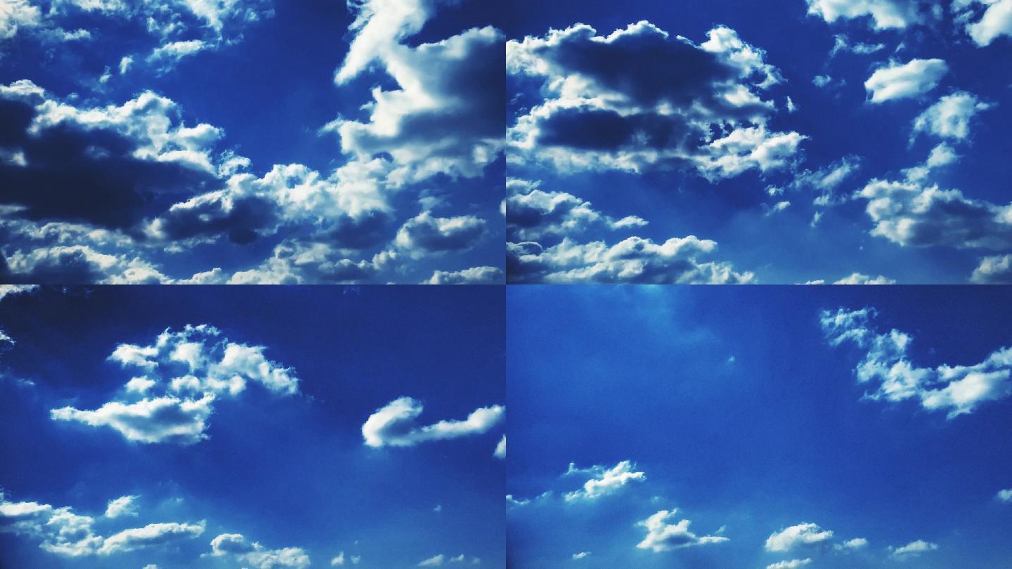 【HD天空】蓝色阴云多云风起云涌勾边光线