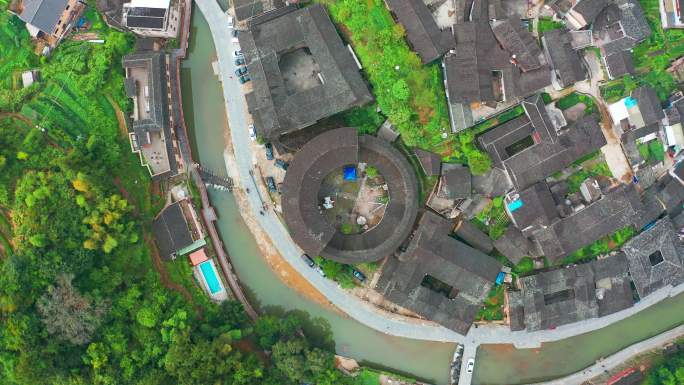 福建漳州河坑土楼航拍4K