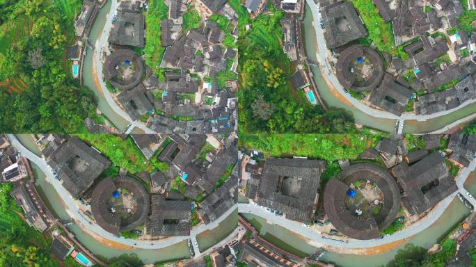 福建漳州河坑土楼航拍4K