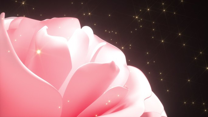 粉色玫瑰花朵开花绽放金色粒子美容护肤素材