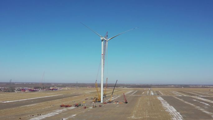 4K航拍风机风电新能源安装